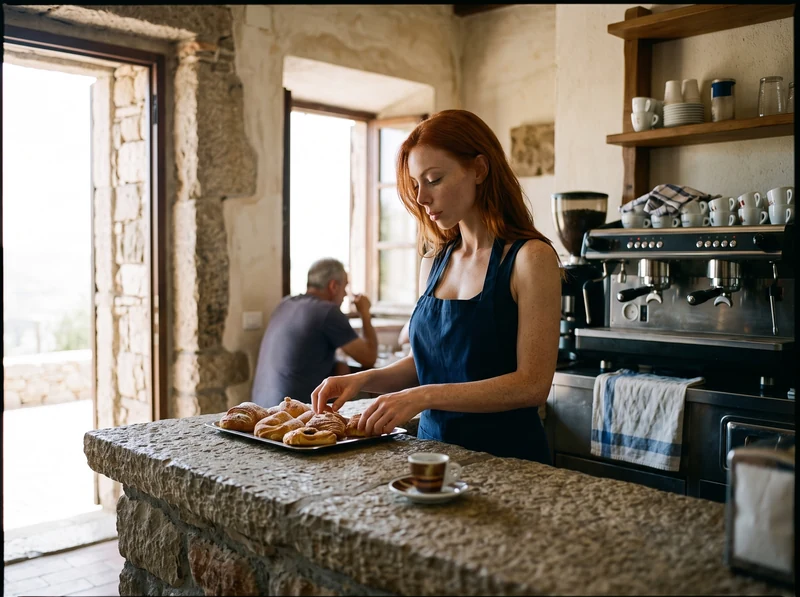 Interno di un bar con arredi e dettagli
